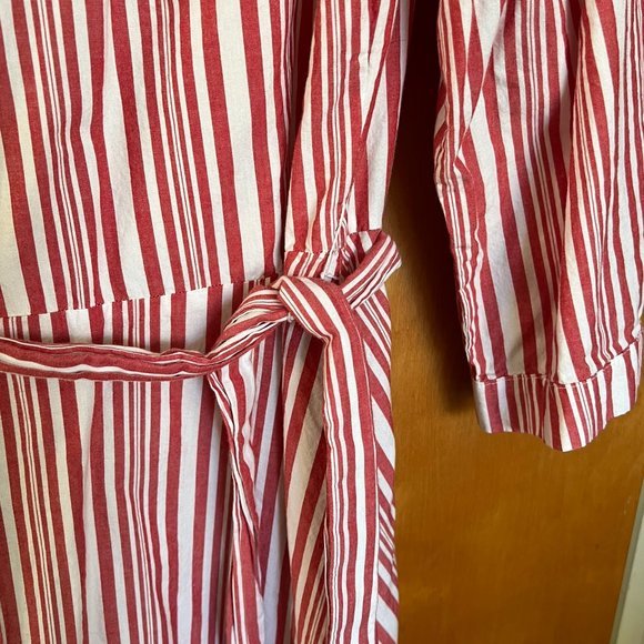 Vertical Red Stripe A-Line Cotton Spring & Summer Dress // H&M Women's Size 14 - Picture 4 of 5